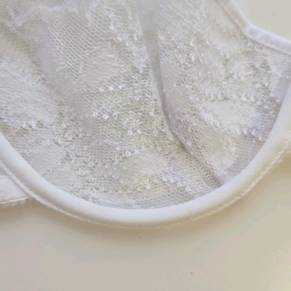 On Gossamer Underwire Bra White Lace Sheer Size 34C Lingerie Made In The‎ USA - Picture 4 of 9